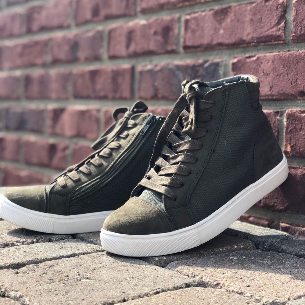 Olive green high top Steve Madden sneakers